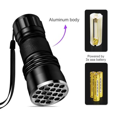 UV-ficklampa med 21 LED-lampor Svart 395 nm