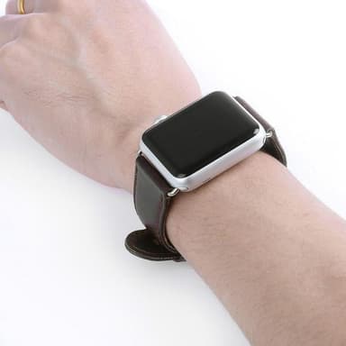 Klockarmband i Läderimitation till Apple Watch, 42mm, Mörkbrun
