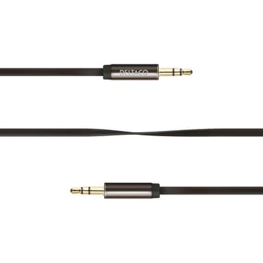 DELTACO ljudkabel, 3,5mm hane till 3,5mm hane, 1m, svart