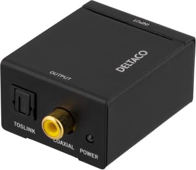 DELTACO ljudomvandlare från analog till digital, 2xRCA, S/PDIF, svart