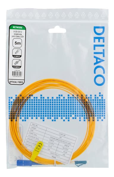 DELTACO Fiberkablage, 5m, LC - SC, 9/125, OS1/2, singlemode, LSZH (Low