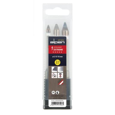 Glasborr-set 6 mm, 8 mm, 10 mm Alpen Keramo extreme Box