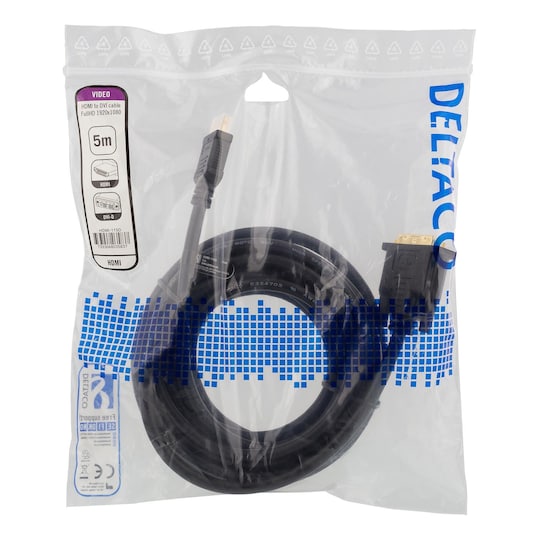 deltaco HDMI to DVI cable, 5m, Full HD, black