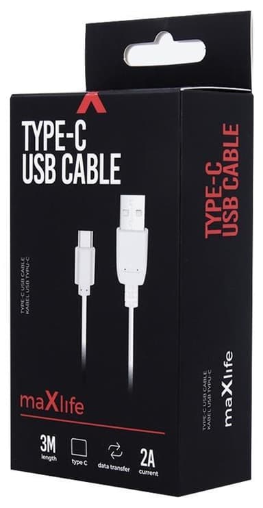 Maxlife USB-C Laddkabel för snabbladdning (2A), 3m