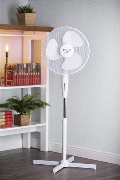 Adler AD 7305 stor golvfläkt, 90W, 40 cm, Vit