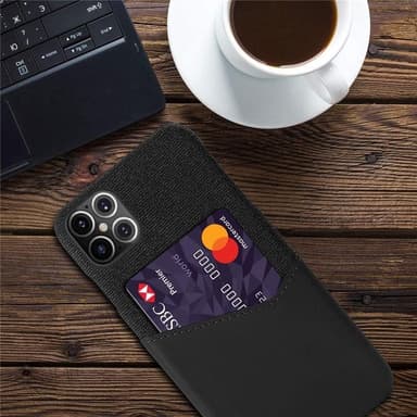 Skal med kortfodral till iPhone 12 Mini, Svart