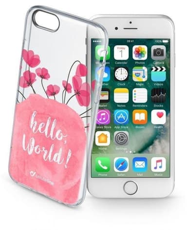 CellularLine Bloom, TPU skal iPhone 7/8/SE(2nd gen), Transparant med blommor
