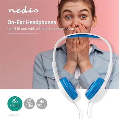 Trådanslutna hörlurar | 1.2 m rund kabel | On-Ear | Blå/vita