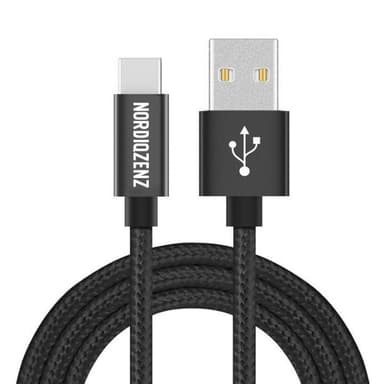 NORDIQZENZ USB-C Textilkabel, 1m, Svart