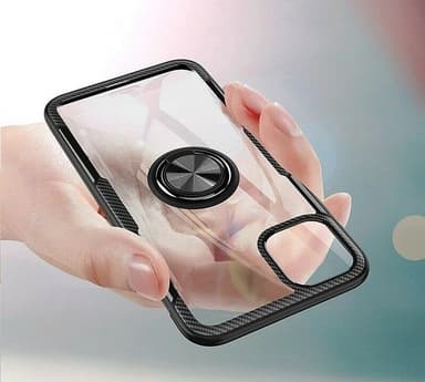 Skal med ringhållare till iPhone 12 mini, Transparent/Svart