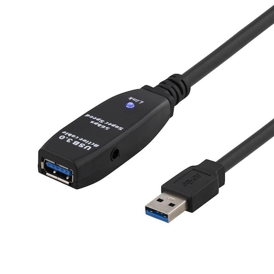 DELTACO PRIME aktiv USB 3.0-förlängningskabel, Typ A ha - ho, 5m, blå