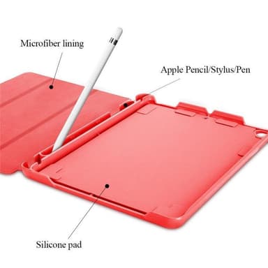 Fordral med förvaring, USB kabel Apple iPad 9.7"" 2017, 2018, Röd
