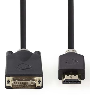 HDMI - DVI-kabel | HDMIT-kontaktdon - DVI-D 24+1-stift, hane | 2.0 m | Antracit