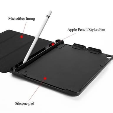 Fordral med förvaring, USB kabel Apple iPad 9.7"" 2017, 2018, Svart