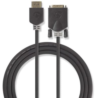 HDMI - DVI-kabel | HDMIT-kontaktdon - DVI-D 24+1-stift, hane | 2.0 m | Antracit