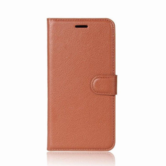 Plånboksväska i läderimitation med kortfack, iPhone X, Brun