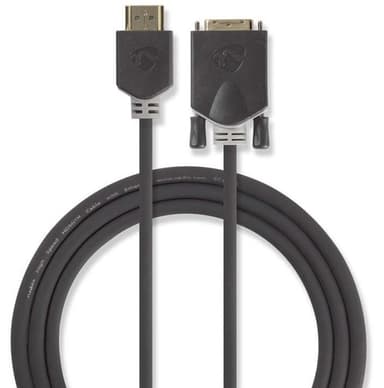 HDMI - DVI-kabel | HDMIT-kontaktdon - DVI-D 24+1-stift, hane | 2.0 m | Antracit