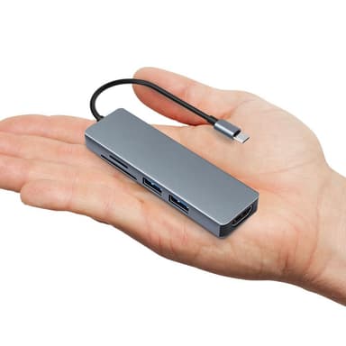 5-i-1 USB-C dockningsstation Grå