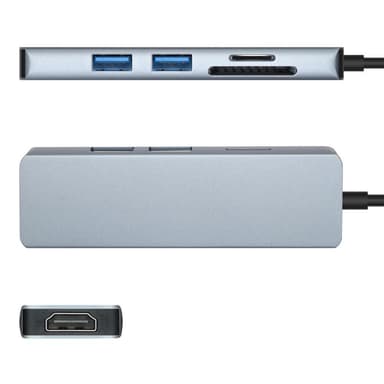 5-i-1 USB-C dockningsstation Grå