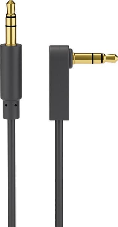 Ljudanslutningskabel AUX, 3,5 mm stereo 3-stift, smal, CU, vinklad