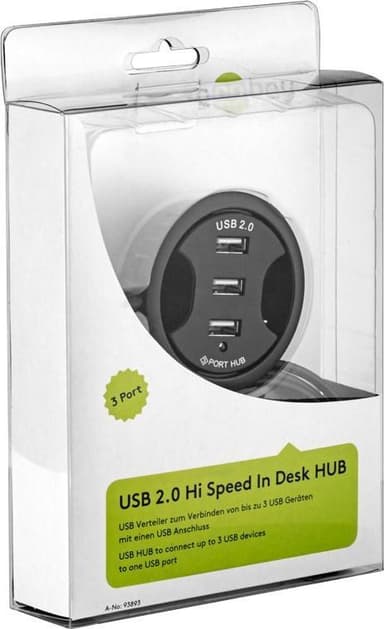 Goobay 3-vägs USB 2.0 höghastighetshubb för kabelgenomföringar