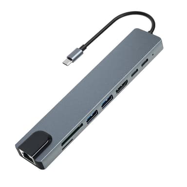 8-i-1 USB-C dockningsstation Grå