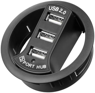 Goobay 3-vägs USB 2.0 höghastighetshubb för kabelgenomföringar