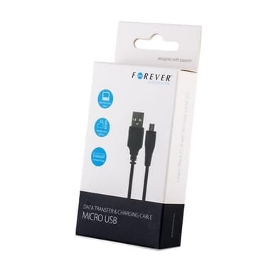 Forever microUSB-kabel, 1 meter, svart
