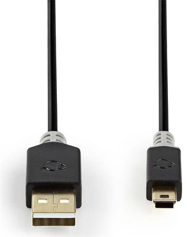 USB 2.0-kabel | A-hane - Mini 5-stifts, hane | 2.0 m | Antracit