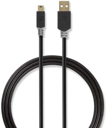 USB 2.0-kabel | A-hane - Mini 5-stifts, hane | 2.0 m | Antracit