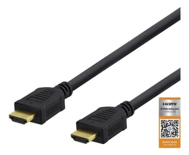 DELTACO Premium High Speed HDMI kabel, 4K i 60Hz, HDR, 0,5m, svart