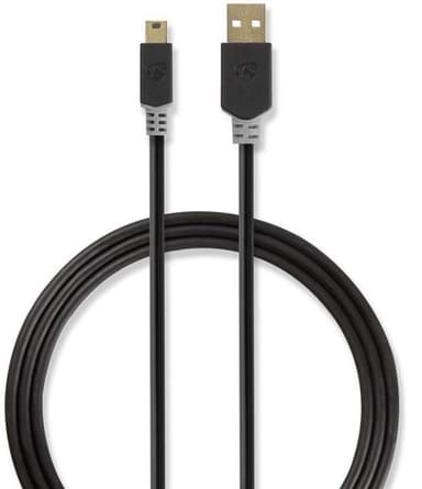USB 2.0-kabel | A-hane - Mini 5-stifts, hane | 2.0 m | Antracit