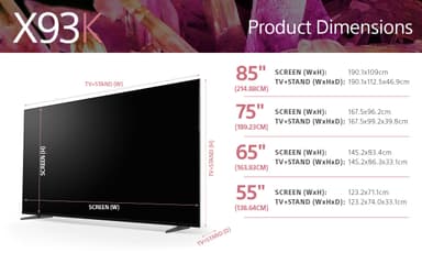 Sony 65” X93K 4K LED Smart TV (2022)