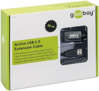 Goobay Aktiv USB 2.0-förlängningskabel, svart