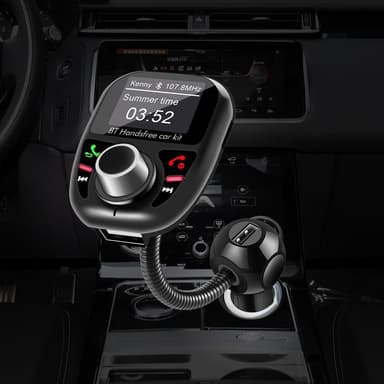 Bluetooth FM-sändare för bil dubbla USB-portar Vit