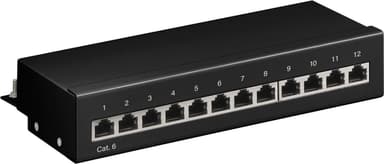 Goobay CAT 6 mini-/skrivbordskopplingspanel, 12 portar (1 HE)