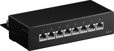 Goobay CAT 6 mini-/skrivbordskopplingspanel, 8 portar (1 HE)