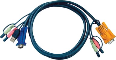ATEN KVM-kablage SPHD15ha/2x3,5mm ha-1xUSB A ha/2x3,5mm ha/HD15ha, 3m