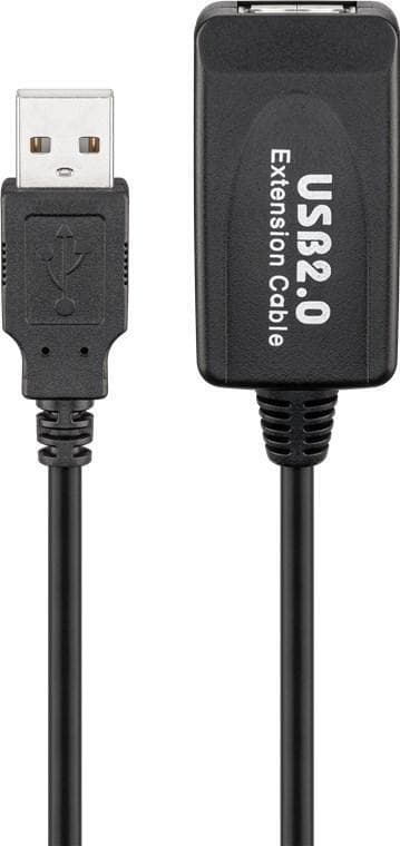Goobay Aktiv USB 2.0-förlängningskabel, svart