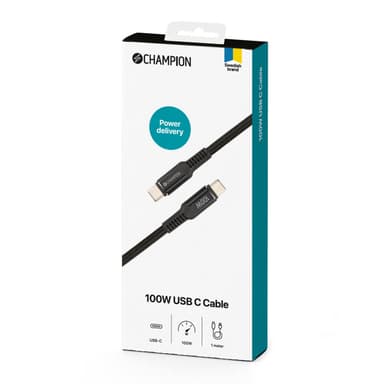 Champion USB-C kabel 100W 1m Svart