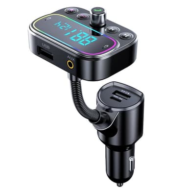 Bluetooth FM-sändare för bil med QC3.0/PD snabbladdare