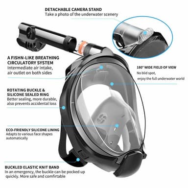 Helmask cyklop med snorkel och GoPro fäste - svart - L/XL