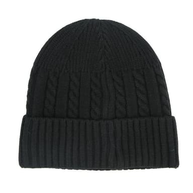 Stickad mössa, unisex beanie - Svart