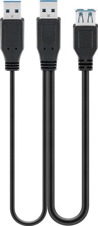USB 3.0 Dual Power SuperSpeed-kabel, svart