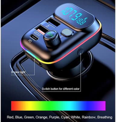 Bluetooth FM-sändare med billaddare och LED