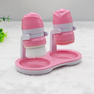 INF Ansiktsborste m. hållare för djup rengöring 2-pack Rosa