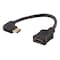 DELTACO Flexibel HDMI-adapter, 0,2 m, vinklad vänster, HDMI M/F, UHD,