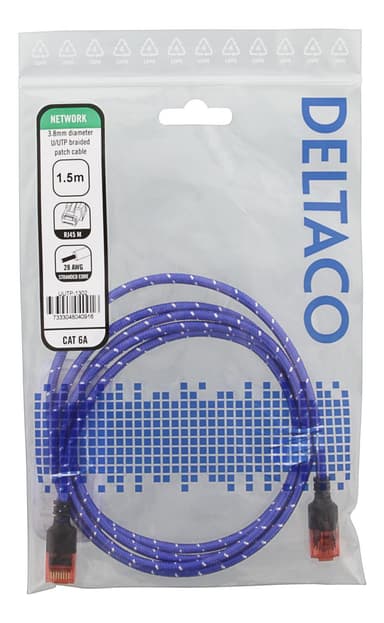 Tough Slim CAT.6A U/UTP Patch Cable 28AWG 3.8mm 1.5m blue