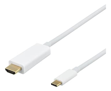 DELTACO USB-C till HDMI-kabel, 2m, 4k, HDCP 2,2, 3D, vit