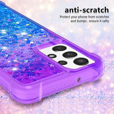 SKALO Samsung A13 4G Kvicksand Glitter Hjärtan TPU-skal - Lila-Blå